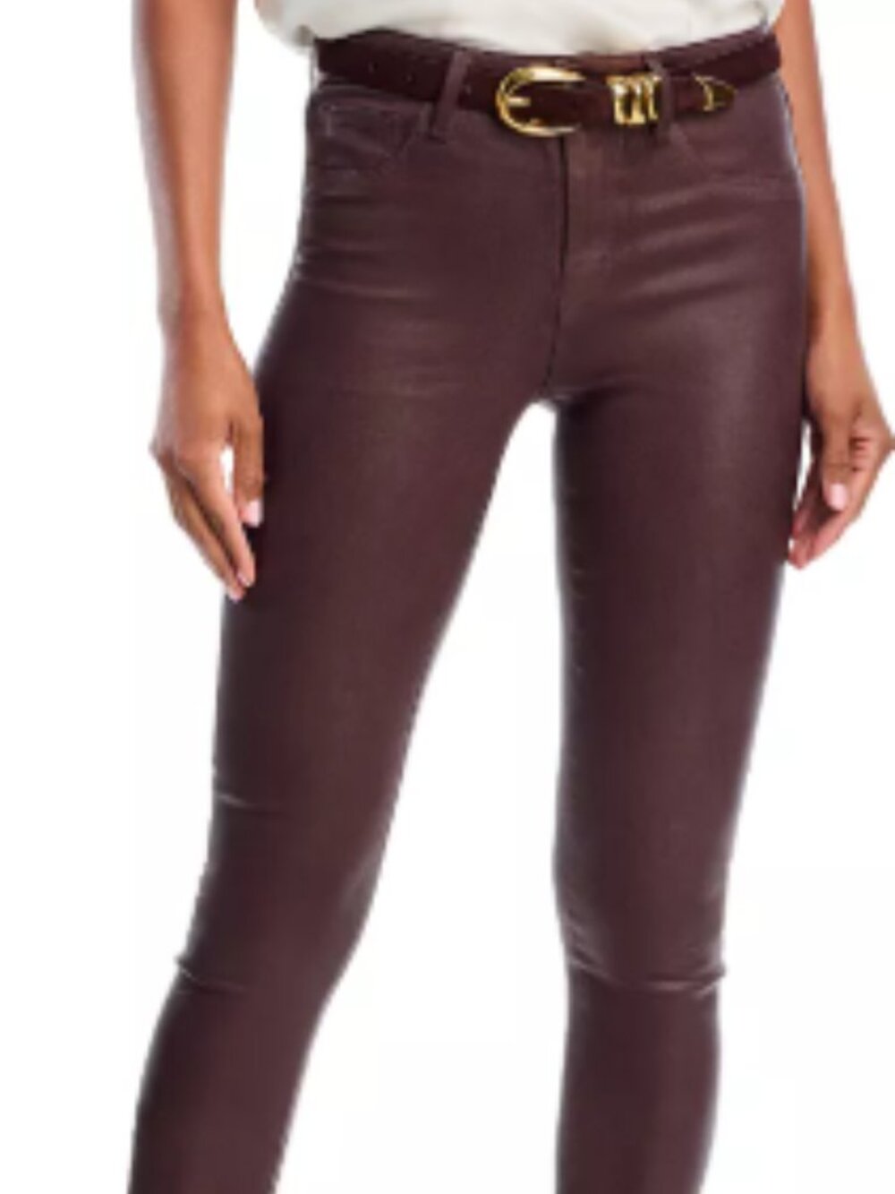 NWT  L'AGENCE Marguerite High Rise Coated Skinny Jeans in Chocolate, Size 28